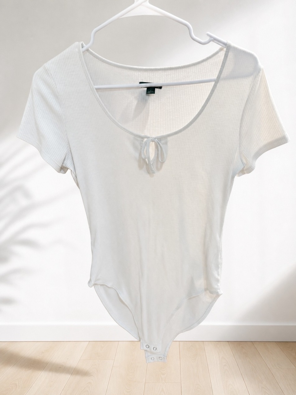 wild fable White Ribbed Scoop Tie Bodysuit